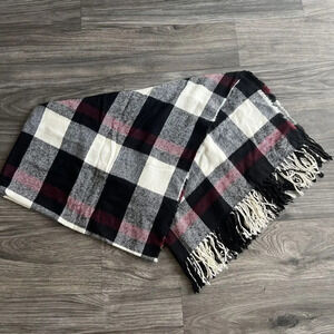 Black, White,‎ And Purple Checkered Plaid Blanket Scarf OS